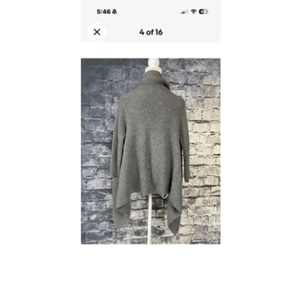 Forte Cashmere Sweater Cardigan Womens 1 Gray 100% Cashmere Open Front Draped